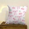 Pink Bow Cherry Pattern Pillow Case For Sofa Living Room Home Office Decor Protective Cover