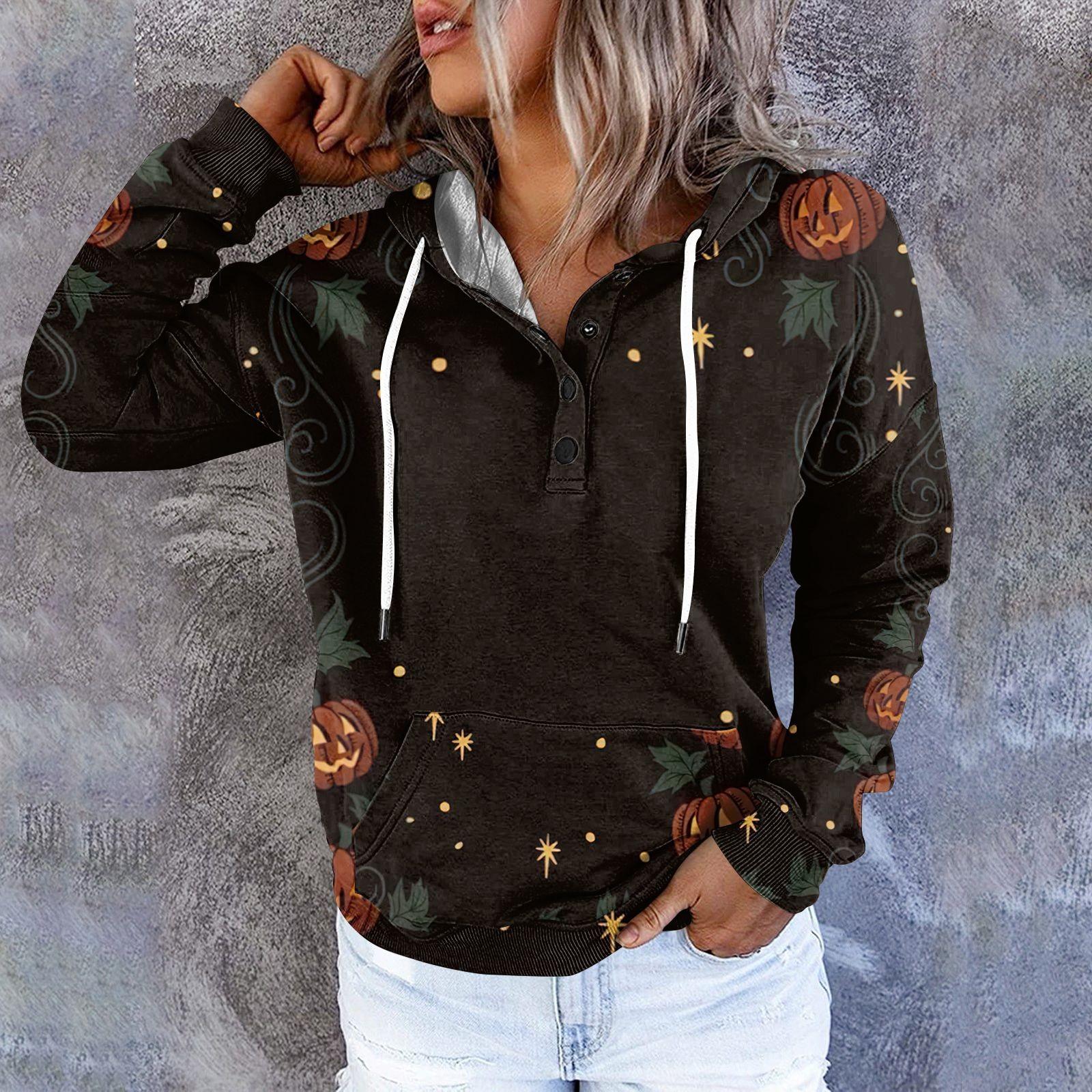 

Женские повседневные модные пуловеры с длинными рукавами и принтом, толстовки с капюшоном XXL чёрный