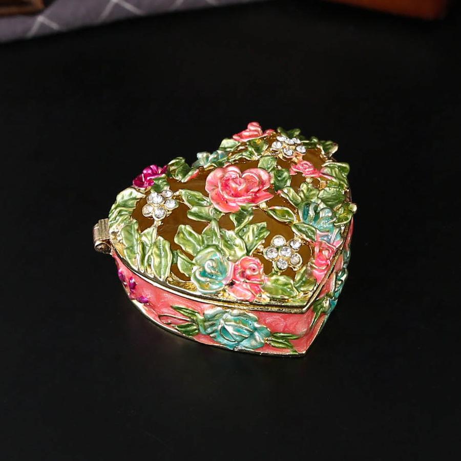 French Creative Enamel Flower Jewelry Box Jewelry Storage Box Wedding Birthday Gift Small Ornament Handicrafts