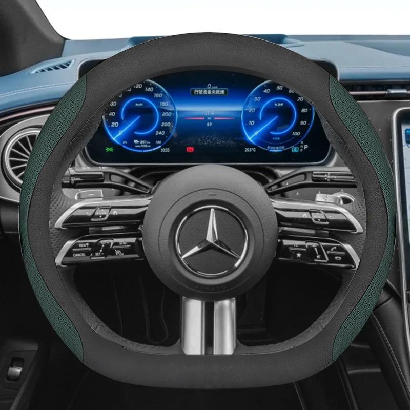 CQM1 Leather Car Steering Wheel Cover for Mercedes Benz E53 E63 S580e S680 CLA250 CLA35 CLA45 CLE53 GT53 GT63 GT55 A35 Accessories