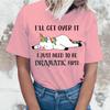 T-shirt da Donna con Stampa Unicorn Get Over It Estate Manica Corta Girocollo Carina Larga Top Creativi Personalizzati