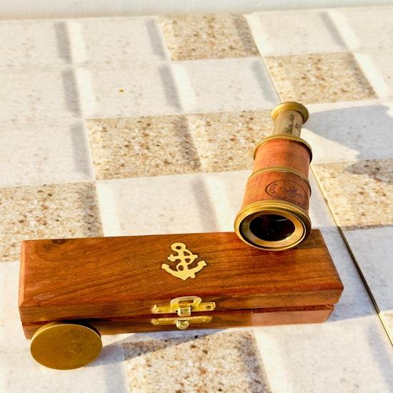 35.56 cm Brass Telescope with Wood Box, Pirates Spyglass Telescope, Anniversary Gift For Husband, Gift for dad, Boating Gift, Graduation Gifts