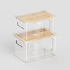 Clear Plastic Waste Bag Dispenser Organizers Featuring User Friendly Bamboos Cover And Spacious Design