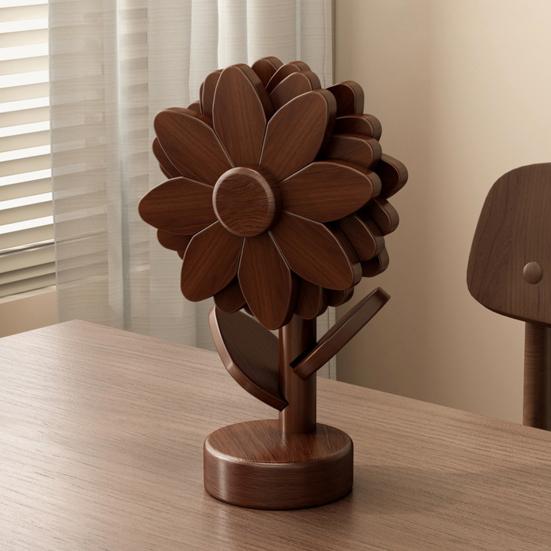 Wooden Sunflower Coaster Heat-Resistant Hot Dish Pot Bowl Teapot Pan Trivet Decorative Kitchen Coffee Dining Table Drink Cup Coaster