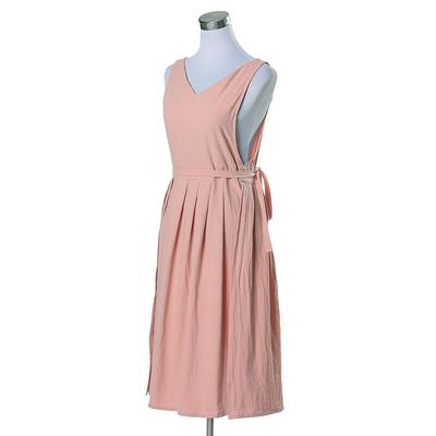 Alice Linen One-Piece Apron (Pink)