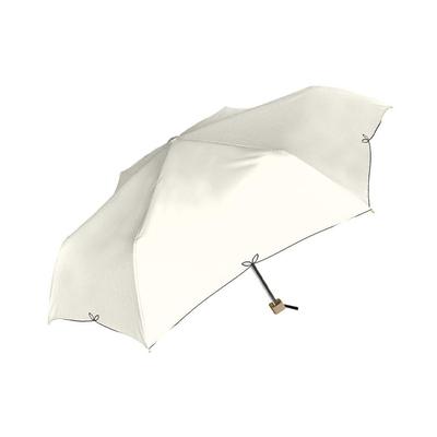 Nakatani Natural Basic Folding UV Manual Rib Black Windproof All-Weather Umbrella, Fleur, Off-White [924-049], Opening, Size 55cm, Coated,