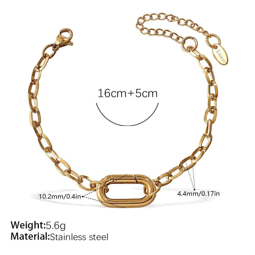 Personalized Natural Stone Pearl Love Hollow Bracelet Versatile Oil Drop Red Pepper Stainless Steel Croissant Bracelet