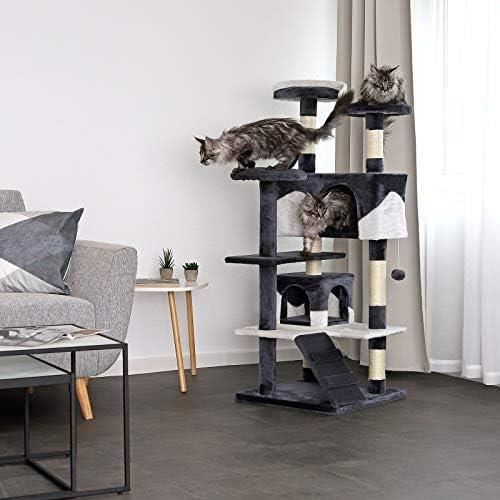 Arbre à chat - lionto - modèle 130 cm - gris-blanc - sisal - intérieur