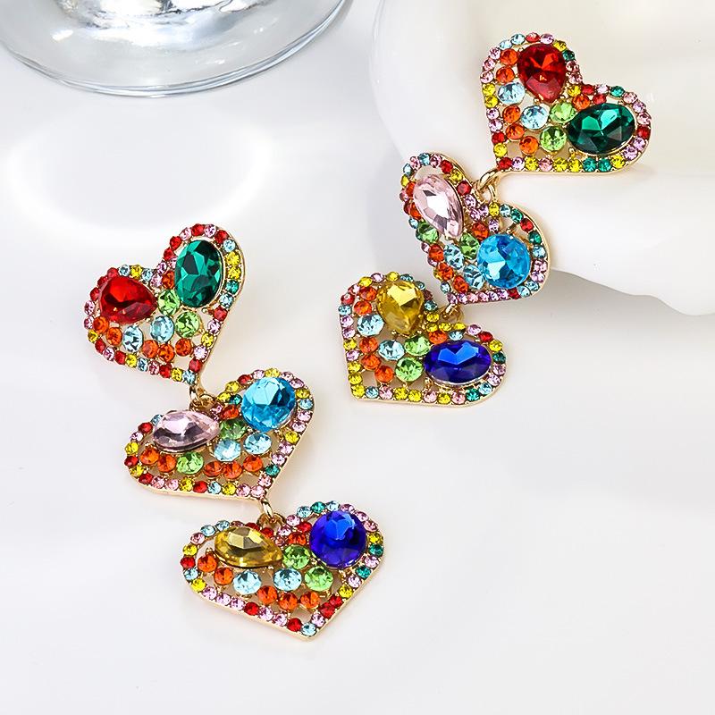 Boucles d'oreilles pendantes Zircon Fleur Colorée pour Femmes, Boucles d'oreilles pendantes Statement pour Fête & Usage Quotidien