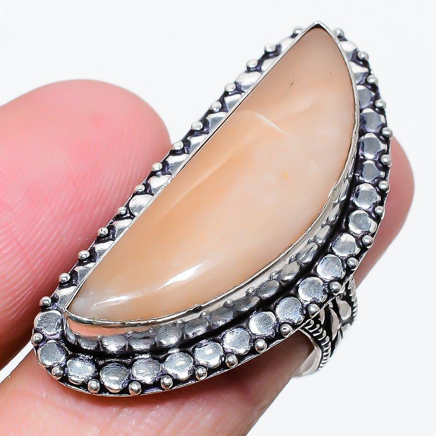 

Natural Orange Aventurine Gemstone 925 Sterling Silver Ring Size 8.5 R3V02