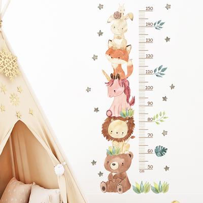 Nordic Animal Bear Lion Bunny Height Measure Wall Stickers Kids Grow Chart Wall Decals For Kids Room Baby Nursery Room