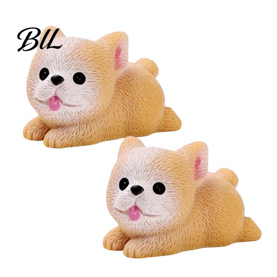 Creative Desk Accessories 2Pcs Mini Dog Figurines, Cute Resin Puppy Miniature Animal Figures, Small Handmade Figures Ornaments for Micro Landscape,