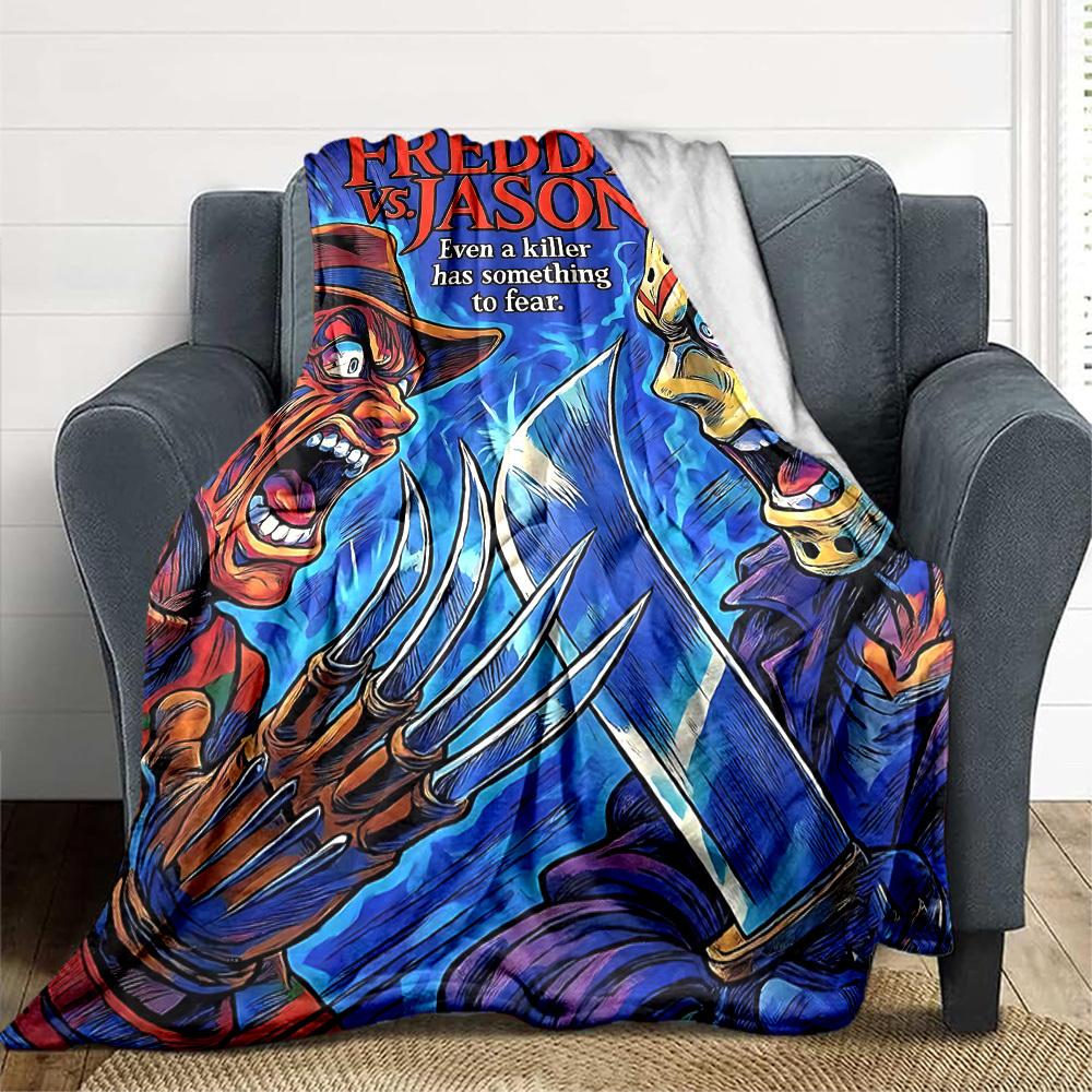 1pc A Nightmare on Elm Street Flannel Throw Blanket - HD Printed Lightweight Soft Warm All-Season Blanket for Sofa, Bed, Travel, Camping 079