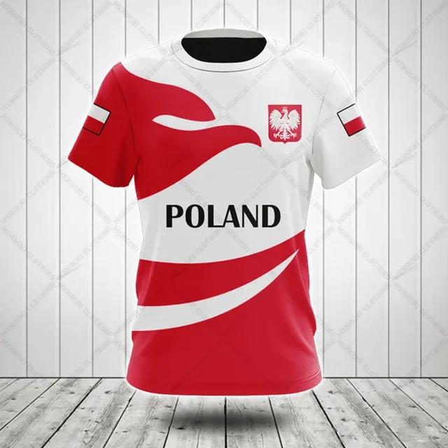 Odznak polské vlajky Warrior Camouflage 3D tištěný Pánské Crew Neck Krátký rukáv Oversized Volné Módní tričko Sportovní Rychleschnoucí