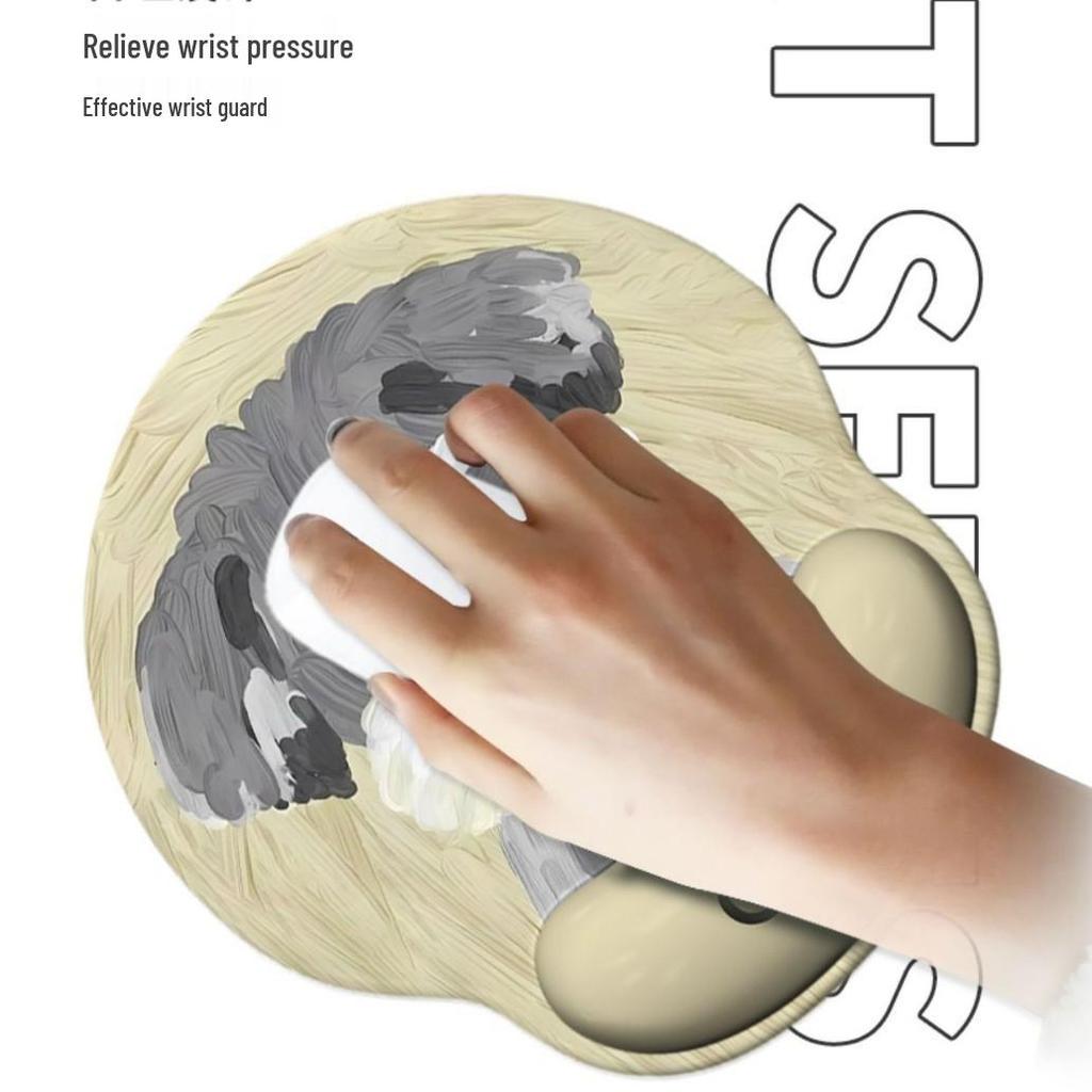 Cartoon Cute Puppy Mouse Pad with Wrist Rest for Girls - One-Piece Keyboard Pad for Office