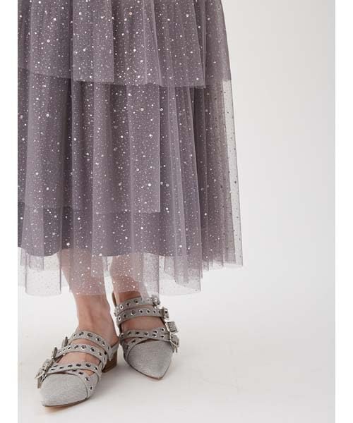 Half Sleeve Lame Tulle Dress RWFO251081 GRY [FurFur] Women's