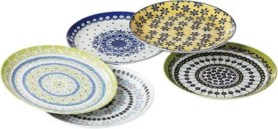 Awasaka Medium Plate Set of 5 X H3cm Pottery Field Pasta Plate Set Porcelain Mino Ware Made In Japan 25