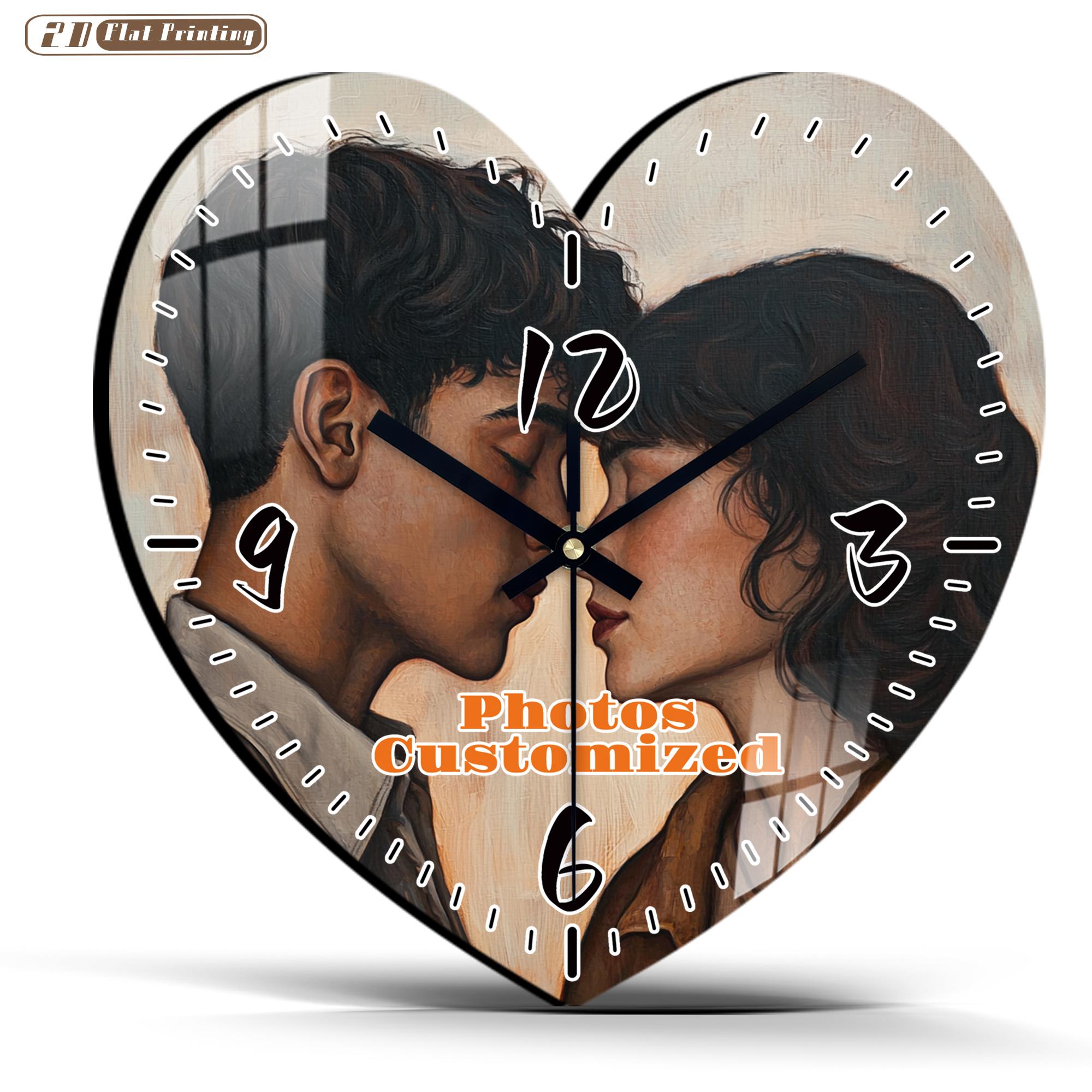 

1pc Customizable Wooden Wall Clock, Photo Clocks Living room, Bedroom, Office Wedding, Christmas, Couples, Friends, Family (as the picture,10 inch)
