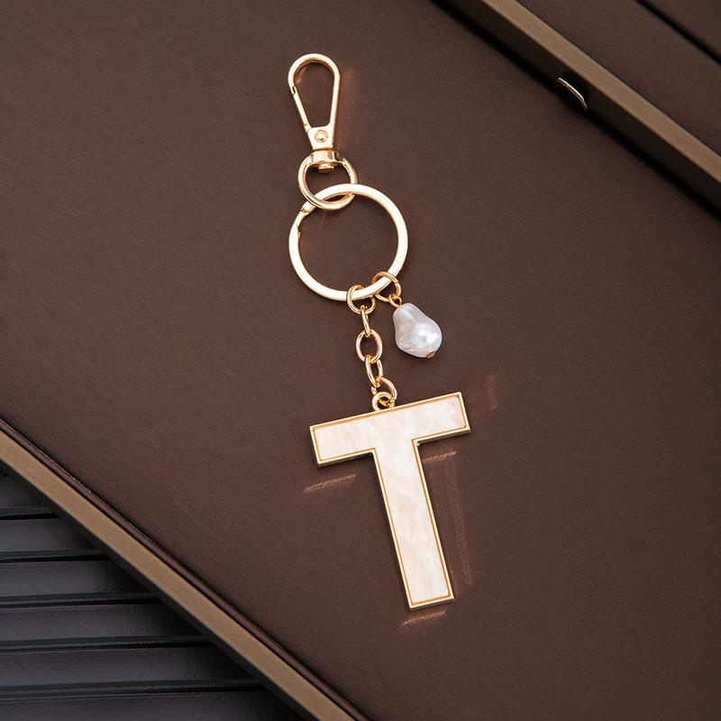 Chaveiro Pingente Nome Letras Criativas 26 Letras Pérola Imitação Concha Pingente de Bolsa Popular Acessórios
