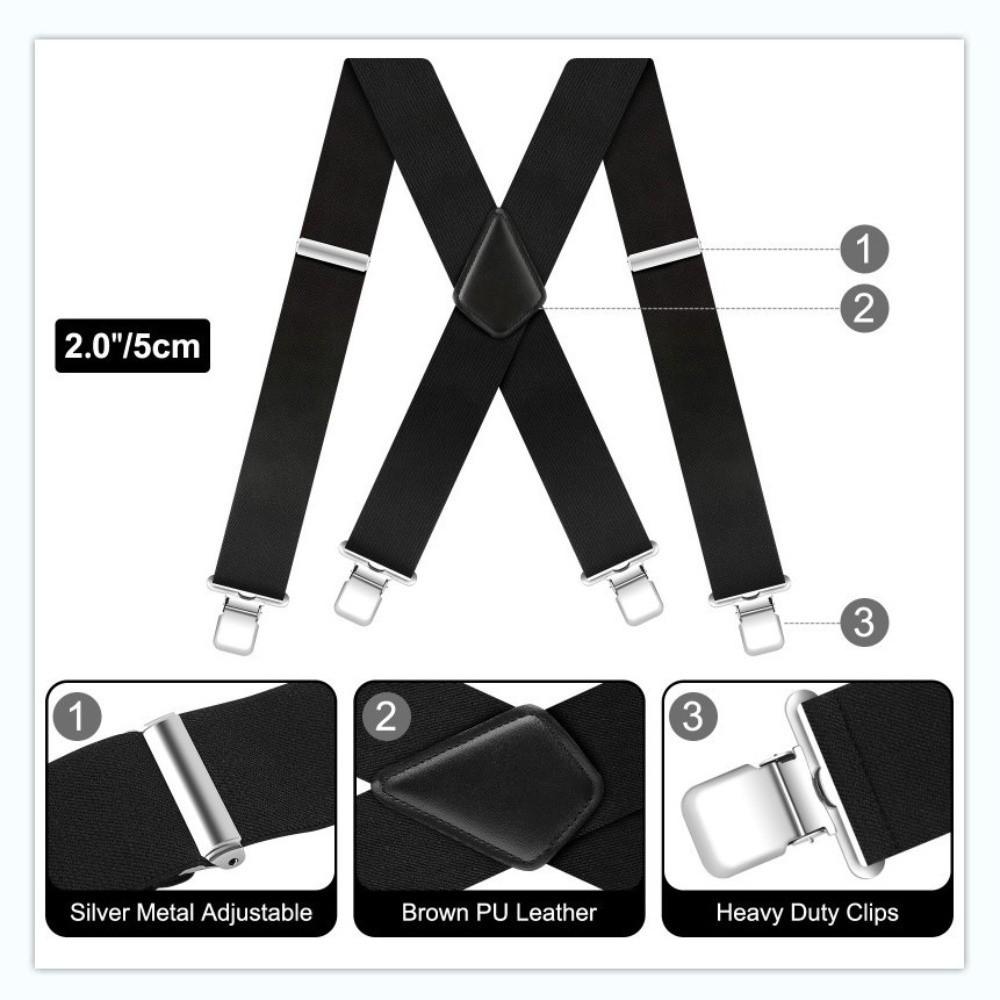 Solid Color X-Type Suspenders Heavy Duty Adjustable Suspenders Work Suspenders  Suit Accessories