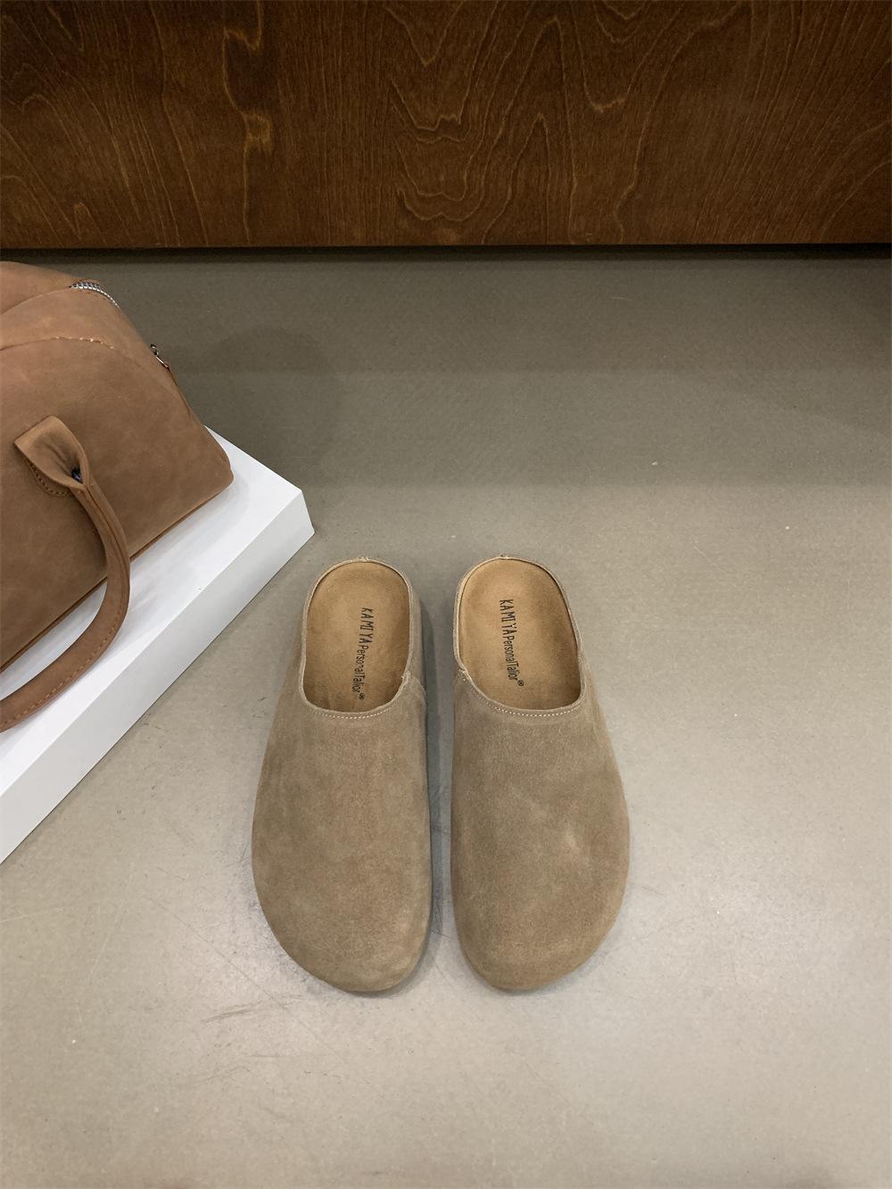 

Баотоу Біркенсток напівшльопанці жіночі 2025 осінь новинка ретро Морі універсальні коров яча шкіра платформа ліниві туфлі 37