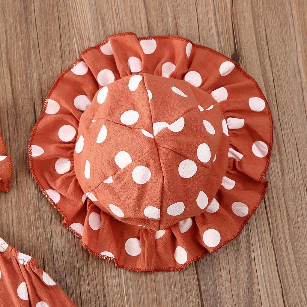 Summer Baby Newborn Toddler Infant Baby Girl Hat Jumpsuit Bodysuit Dots Print Clothes Sunsuit Clothing