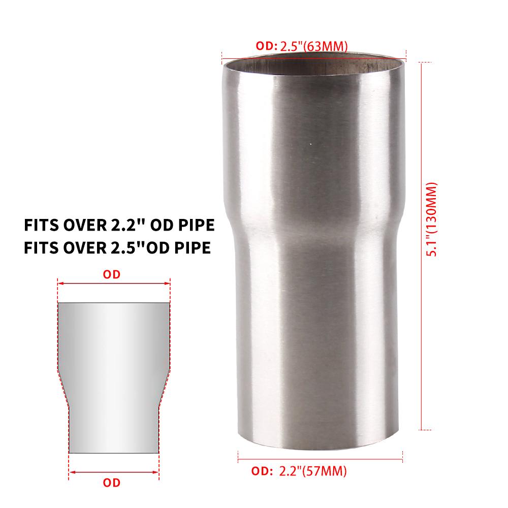 OD:2" 2.2'' 2.5'' 3'' Universal Stainless Steel Car Exhaust Reducer Connector Pipe Tube Adapter Intake Pipe Connection Joint