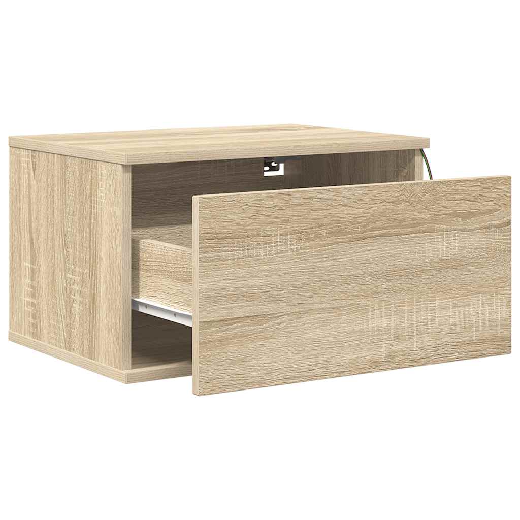 Vidaxl Hanging Nightstands With LED, 2 Pcs, Sonoma Oak