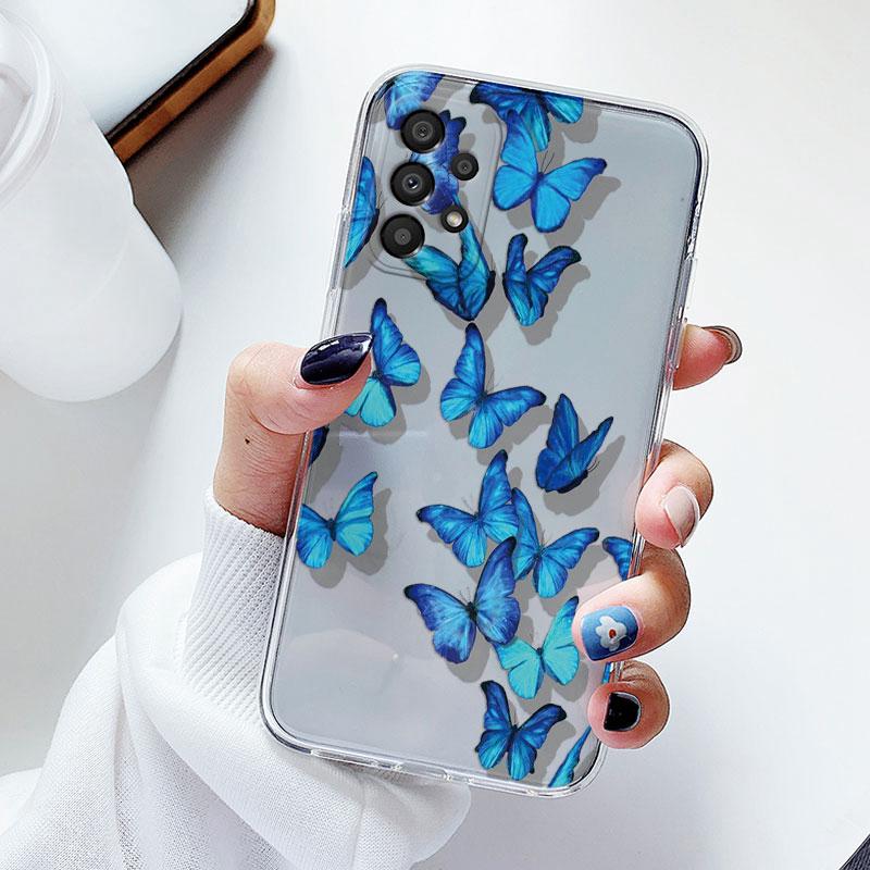 Phone Case For Samsung A53 5G A33 Floral Silicon Cover For Samsung Galaxy A73 Fundas Coque Transparent Soft Capas Flower TPU