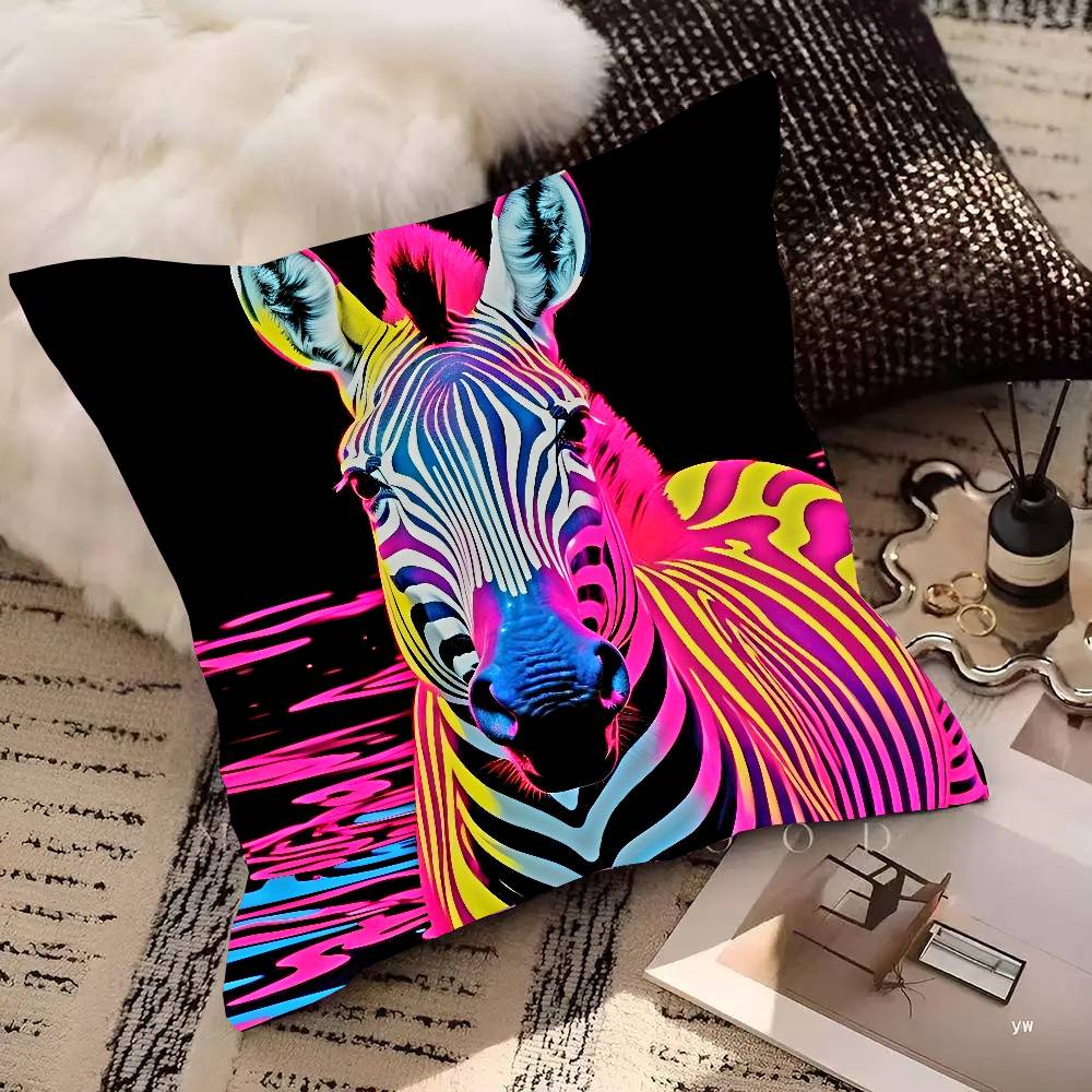 Abstract Zebra Color Pillow Case Fashion Square Pillowcase Bedroom Sofa Room Ins Decoration Leisure