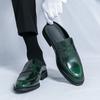 Luksusowa Marka Trend Zielone Męskie Kapcie Domowe Biurowe Buty Biznesowo-Casualowe Męskie Skórzane Szpiczaste Buty Eleganckie Darmowa Dostawa