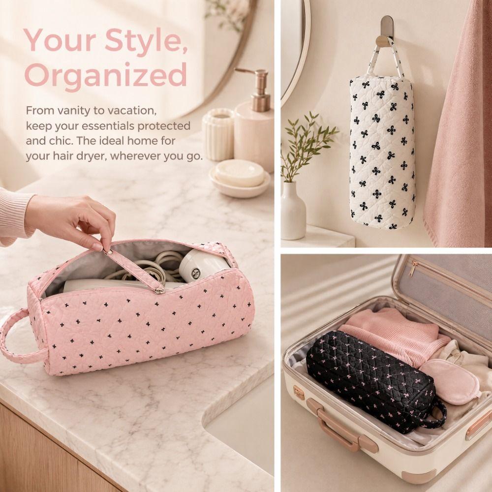 Large Capacity Hair Dryer Storage Bag Dustproof Zipper Curler Storage Bag Multi-Functional With Handle