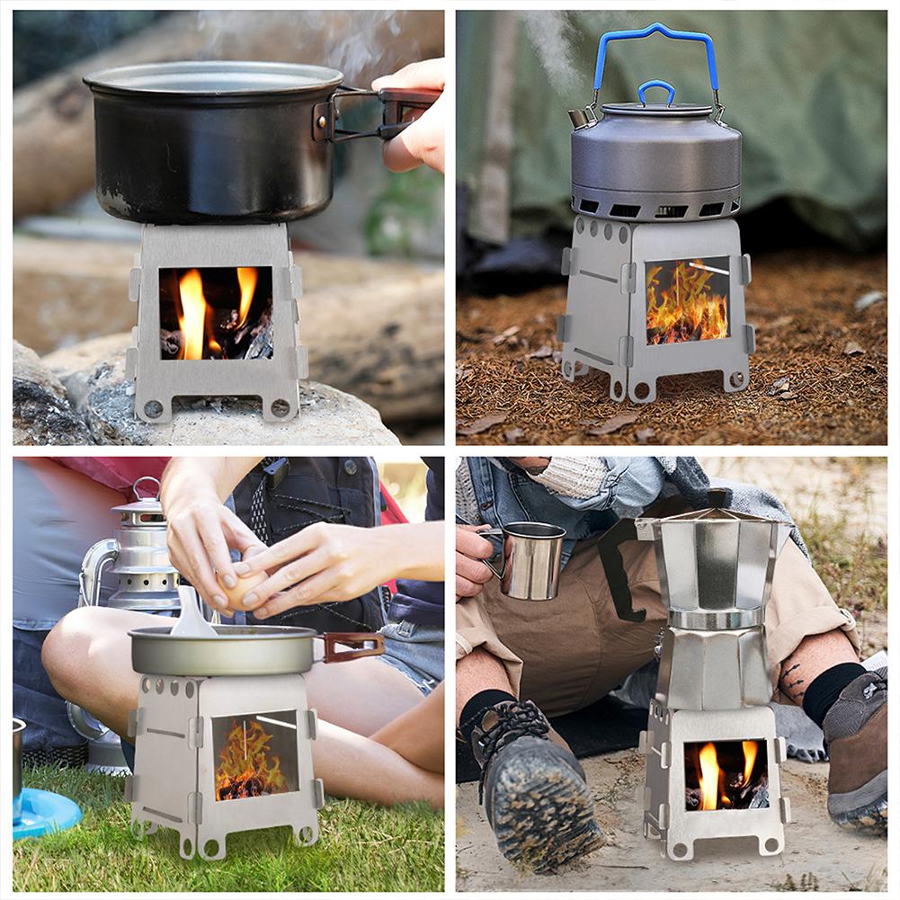Folding Camping Wood Stove With Steel Lightweight Firewood Stove For Outdoor Hiking Traveling Portable BBQ Picnic M7M0