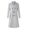 Treamon Men's Grey Double-Breasted Wool Blend Overcoat