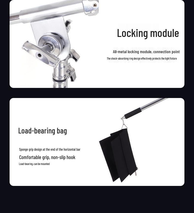 8Meking Multi-Functional Photography Steel Light Stand - Studio and Broadcast Support Arm