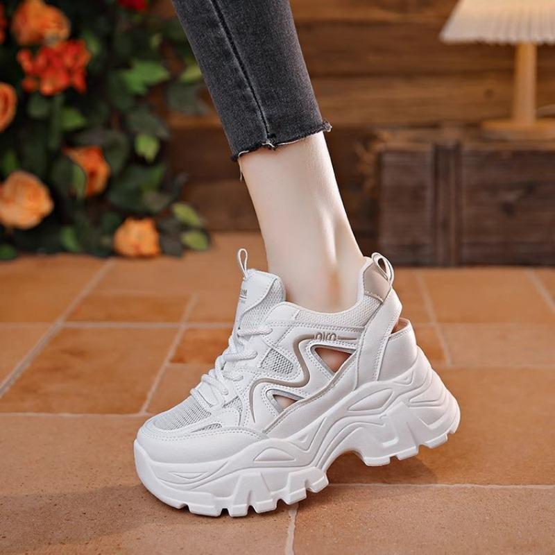 Thick Bottom Hollow Vulcanised Shoes Women 2024 Summer New Versatile Casual Shoes Lightweight Mesh Breathable Feminino Sneaker