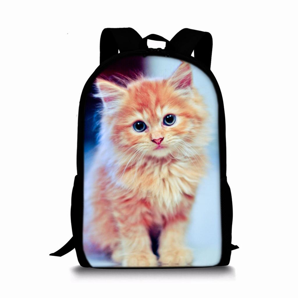Zaino a strato singolo con stampa di gatti carini per ragazzi e ragazze Migliori regali Borsa scolastica a cartone animato piatto 2D per bambini Borse