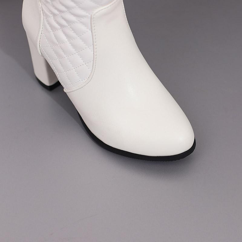 Women's High-heeled Boots Autumn and Winter Xiaoxiangfeng Thick-heeled Large-size Rabbit Fur Medium Boots