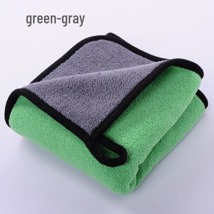 

Двусторонняя микрофибровая салфетка из кораллового флиса для мытья автомобиля 30x30 серый/зелёный