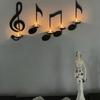 Black Music Note Wall Sconce Metal Wall Mounted Candle Holder Musical Symbol Tea Light Holder Rack for Living Room Dining Room