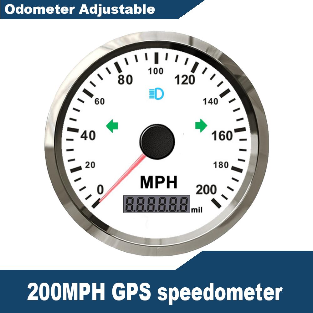 Waterproof 85mm GPS Speedometer 0-125 MPH 0-160 MPH 0-200 MPH for Snowmobile Motorcycle ATV UTV Total Mileage Adjustable 12V 24V