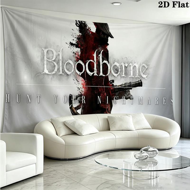 Bloodborne Wall Tapestry Aesthetic Wall Hanging Printed Fabric Blanket Decorative Tapestries for Bedroom Living Room Home Decor