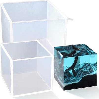 Transparent Square Silicone Mold 4inch Large Cube Casting Molds Epoxy  for Resin Casting