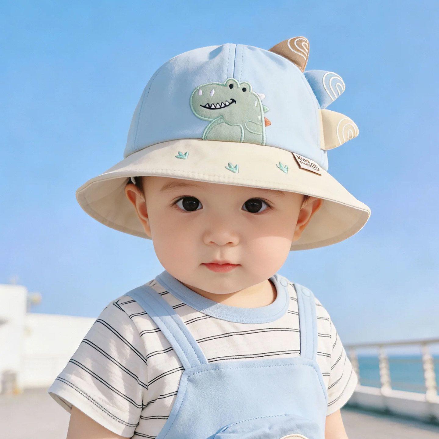 Spring & Autumn Windproof Sun Protection Bucket Hat for Baby Boys - Cute Outing & Beach Hat