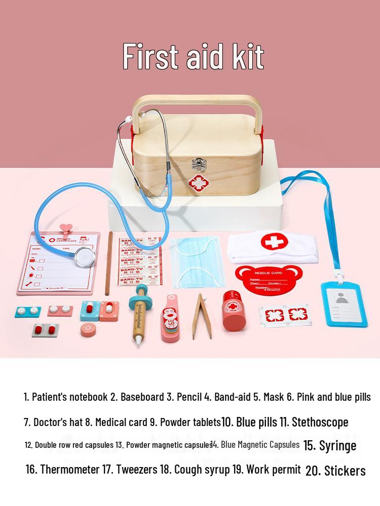 

Деревянный игровой набор доктора для детей - Обучающая игрушка медсестры и стоматолога