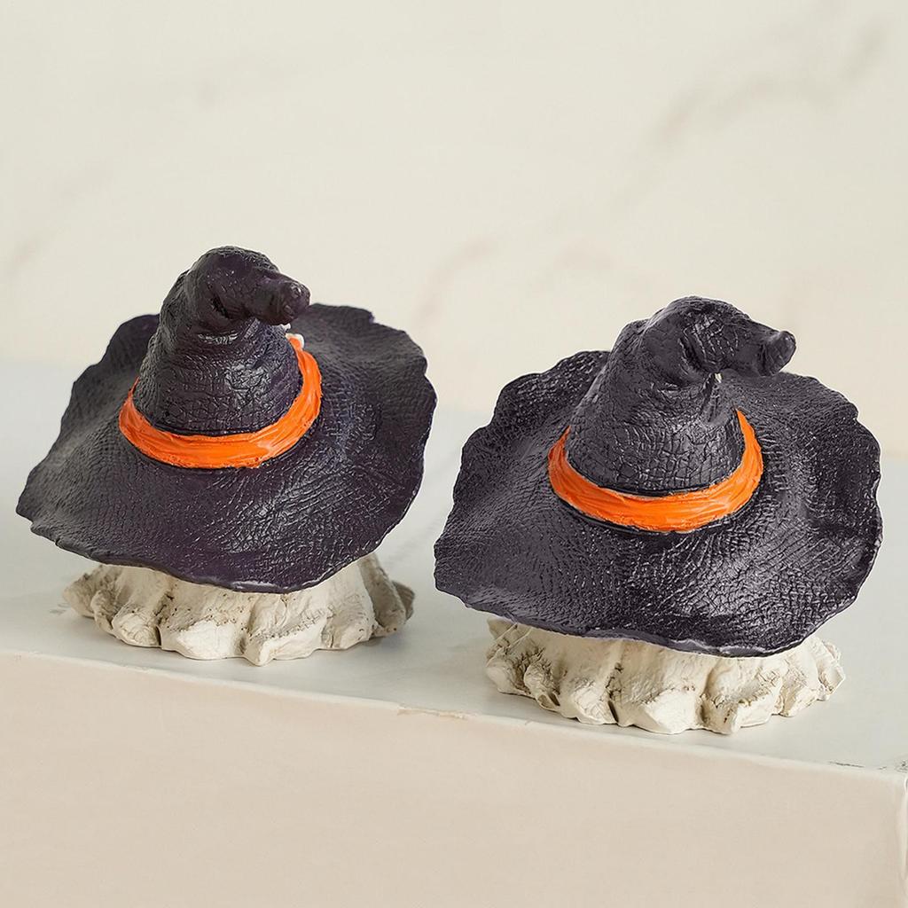 Halloween Figurines 2 Pieces Small Ghost Figurine Gothic Wear A Hat Design Funny Figure For Fireplace Mantel Fall Night Kitchen