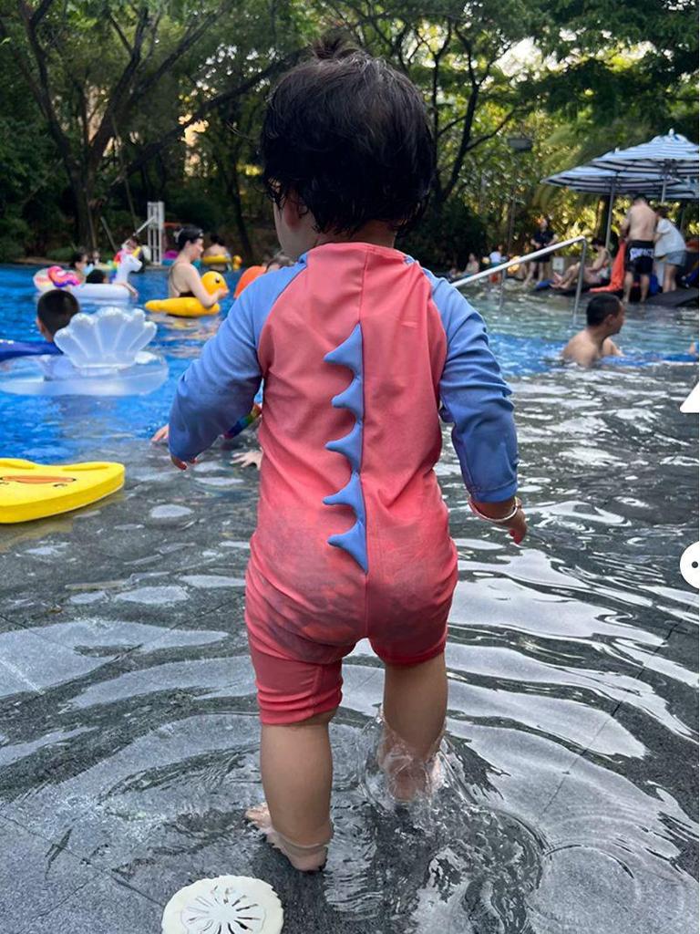 Kids' One-Piece Dinosaur Swimsuit with Sun Protection, Ages 0-7