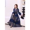 European and American Panhua 3D Floral Pleated Dress with Lantern Sleeves and Large Swing Skirt