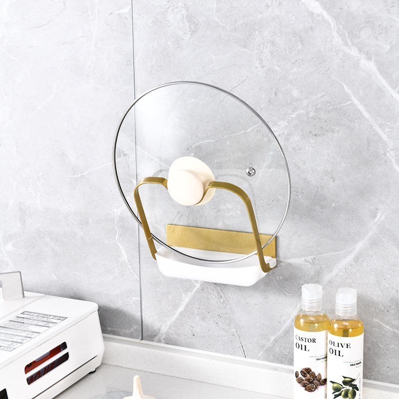 Wall-mounted Pot Lid Rack Without Drilling Holes Cutting Board Storage Stand Draining Pot Lid Placement Device
