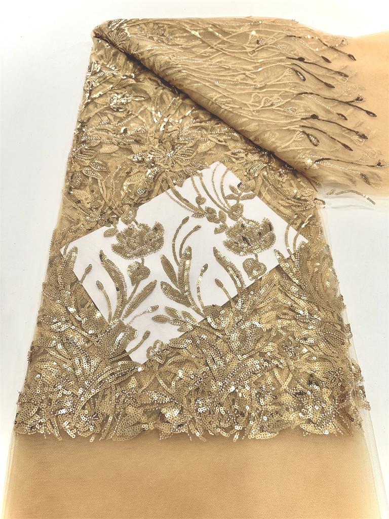 Red African Lace Fabric 2025 Sequins Beaded Embroidery Groom Nigerian Bridal High Quality French Tulle Lace Fabric For Sewing